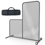 Miveda 7ft x 7ft L Screen Pitching Net for Baseball & Softball | Portable Batting Cage, Heavy Duty Protective Screen, Wheels & Carry Bag