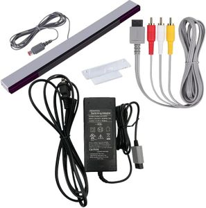 PEGLY 3-1 Wii AC Power Adapter + Composite Audio Video Cable and Wired Motion Sensor Bar Compatible with Nintendo Wii