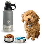 Dog Water Bottle for Travel, Portable Dog Water Dispenser, Dog Water Bowl and Food Bowl, Travel Stainless Steel Dog Bowls, Camping Accessories For Dog