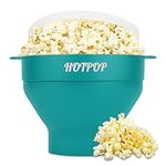 The Original Hotpop Microwave Popcorn Popper, Silicone Popcorn Maker, Collapsible Bowl BPA-Free and Dishwasher Safe- 20 Colors Available (Cyan)