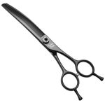 Fenice Peak Professional Dog Grooming Scissors Pet Curved Thinning Shears 7.0'' Extremely Sharp Blades 440C Steel Thinning Scissors Durable Smooth Motion & Fine Cut for Dogs and Cats(Black)