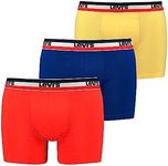 Levi's Men's Sportswear Logo Boxer Briefs (Pack of 3), Red/Blue/Yellow, S