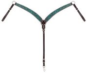 Turquoise Cross Carved Turquoise Flower Contoured Breast Collar, Dark Oil