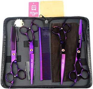 LILYS PET 7.5" high-end Left-Handed Professional PET DOG Grooming scissors suit Cutting&Curved&Thinning shears (Purple)