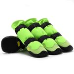 Dog Shoes, BESUNTEK Pet Dog Boots for Medium Large Dogs, Waterproof Rainproof Dog Paw Protectors with Anti-Slip Rubber Soles and Reflective Straps for Indoor and Outdoor Hiking and Running (Green, 4)