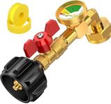 Propane Refill Adapter for 1 lb. Tanks, 1lb to 20lb Elbow Propane Tank Refill Adapter with Valve & Gauge for 1 Pound Propane Bottle, Fit for Flame King/Coleman/Mr. Heater 16oz. Bottles