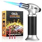 Gibot Butane Torch,Kitchen Torch Cooking Torch Creme Brulee Torch, Refillable Adjustable Flame Lighter with Safety Lock for DIY, Creme, Brulee, BBQ and Baking(Butane Gas Not Included）