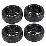 BQLZR Black Y shape Hub Wheel Rim & Tires 1:10 On-road Racing Car Pack Of 4