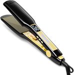 Wavytalk Hair Straightener Titanium Flat Iron 1.75 Inch Wide Flat Iron for Hair, Professional Straightener with Dual Voltage Leave Hair Silky Smooth, Black