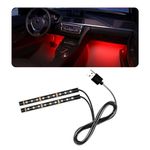 povtii Car LED Strip Light, 24 LED RGB Auto Under Dash Interior Atmosphere Lights, USB Vehicle Decorative Lamp Ambient Night Light Strip, Lighting Kit Car Accessories (Red)