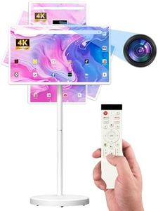 SDYSTVAI 32" FHD Smart Portable TV, Rolling TV on Wheels, Android 15 OS, 6G +128GB Storage, Portable Touch Screen Monitor, 8MP Camera, Built-in Battery, Full Swivel Rotation, Voice Remote