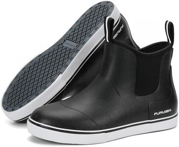 Furuian Women's Deck Boots Ankle Rain Boots Fishing Boots Rubber Waterproof Garden Shoes Slip-Resistant Outdoor Work Shoes,Black,Size 9.5