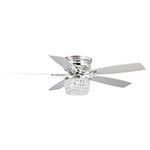 Parrot Uncle Ceiling Fans with Lights and Remote Flush Mount Ceiling Fan with Light for Bedroom Low Profile Crystal Chandelier Ceiling Fans, 52 Inch, Chrome