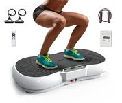 Dskeuzeew Vibration Plate Exercise Machine - Vibration Machine with Bluetooth Speakers, Rope Skipping 99 Levels Massage Vibration Fitness Trainer for Home Fitness & Weight Loss Women/Men, White