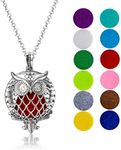 mEssentials Owl of Athena Essential Oil Diffuser Necklace Gift Set - Includes Aromatherapy Pendant, 24" Stainless Steel Chain, 12 Color Refill Pads