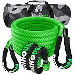 Rhino USA Kinetic Rope Recovery Kit (7/8in x 30ft Black) - Heavy Duty Offroad Snatch Strap - Includes 2 Soft Shackle for UTV, ATV, Truck, Car, Jeep, Tractor