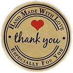 KaiasK 200pcs 2.5cm Thank You Sticker Handmade with Love Especially for You Business Sticker Kraft Tag Handmade Label