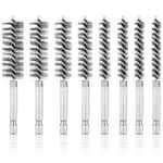 8pcs Stainless Steel Wire Bore Brushes, Wire Brush for Drill with 1/4 Inch Hex Shank Pipe Cleaning Brush Copper Pipe Cleaner Twisted Wire Brush for Power Drill Impact Drivers Die Grinders