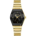 Bulova Ladies' Gemini Gold-Tone Black Dial Watch (97L164)