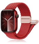 Magnetic Braided Loop for Apple Watch Band 40mm 41mm 38mm iWatch Bands 38mm Women Men,Magnetic Stretchy Woven Nylon Elastic Adjustable Strap for Apple watch Series 9 8 7 6 5 4 3 2 SE (Red)