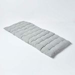 HOMESCAPES Light Grey Garden Bench Cushion 2 Seater Seat Pad for Patio Furniture Kitchen or Dining Bench Indoor & Outdoor Use Comfortable 100% Cotton Modern Tufted Style Thick Cushion 108cm Wide