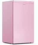 Upstreman 3.2 Cu.Ft Mini Fridge with Freezer, Single Door Compact Refrigerator, Adjustable Thermostat, Small Refrigerator for Dorm, Bedroom, Office, Pink-BR321