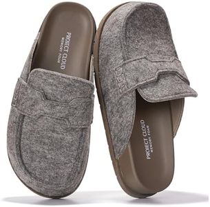 Project Cloud 100% Genuine Leather Womens Clog - Memory Foam Arch Support Non-Slip Sole Mules & Clogs for Women Footwear - Platform Winter Shoes (Foamy, TAUPWOOL,5.5)