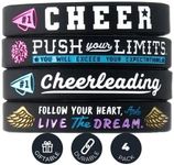 Inkstone Cheerleading Inspirational Bracelets (4-Pack) - Push Your Limits, Believe You Can, Follow Your Heart, Determination - Cheer Gifts, Cheerleading Jewelry Accessories for Cheerleaders Women