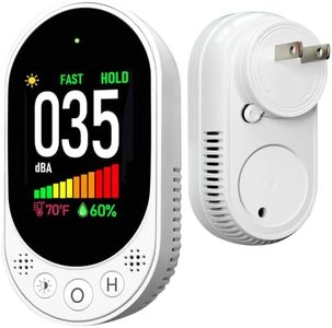 LSENLTY Decibel Meter Plug-in Wall, 30-130dB Sound Level Meter, Data Hold&Max/Min&Fast/Slow Response 3-in-1 Noise Detector(TEM&Humidity), A-Weighted Noise Measuring Device for Classroom Home Library
