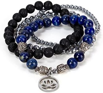 SPUNKYsoul Lotus New Beginnings Bracelet Hematite for healing Stack Bracelet Set Collection