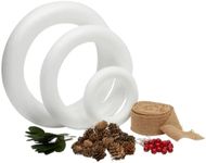 Bright Creations Craft Foam DIY Wreath Forms, Pinecones, Berries, Leaves, Burlap Ribbon (3 Sizes, 76 Pieces)