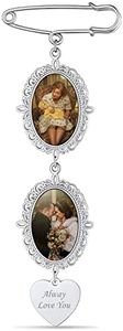 Custom4U Wedding Bouquet Photo Charms Gold Picture Pins Customized Memorial Jewelry for Men Women Groom Bride