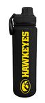 Campus Colors NCAA Stainless Steel Water Bottle - Twist on cap - 24 oz - Carry Clip - Keeps Your Drinks Hot or Cold for Hours (Iowa Hawkeyes - Black, 24oz)