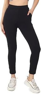 Mehrang Stretchable Yoga Pants for Women & Gym Pants for Women Workout with Mesh Insert & Side Pockets (in, Alpha, L, Black)