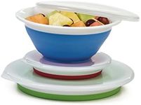 Progressive International Prepworks Thinstore Collapsible Prep/Storage Bowls with Lids - Set of 3,Multicolored