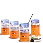 Kavi Recycled Grey Goose Glasses, Pack of 4pcs, 300ml Each, 6.85 cm Dia, Upcycled & Eco-Friendly Bottle Glasses for Juice Drink