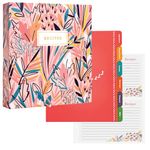 Jot & Mark Recipe Organizer 3 Ring Binder Set (Exotic Floral) | 50 Recipe Cards 4x6, Rainbow Full Page Dividers and Plastic Page Protectors