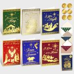 Decorably 18 Pack Gold Foil Embossed Religious Christmas Cards with Envelopes & Stickers - 6 Designs with Printed Message Inside 5x7in Christmas Cards Religious Christmas Cards Boxed with Envelopes