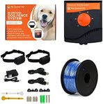 Wireless Electric Dog Fence System Safe Pet Containment Including Adjustable Waterproof Rechargeable Dog Shock Collar with Receiver, Hidden Wire Fence, 5 Correction Levels, 10 Acres, CE (2 Collars)