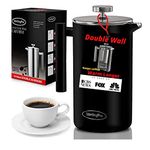 SterlingPro French Press Coffee Maker-Double Walled Large Coffee Press with 2 Free Filters- Granule-Free Coffee, Stylish Rust Free Kitchen Accessory-Stainless Steel French Press (1.75L, Black)