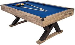 American Legend Kirkwood 84” Billiard Table with Rustic Blond Finish, K-Shaped Legs and Royal Blue Cloth