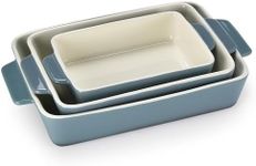 Bruntmor Porcelain Bakeware Set - Rectangular Baking Dish - Casserole Dishes for Oven Cooking - Rectangular Baking Pan with Handles - Lasagna Pans for Cooking - Set of 3 - Gray - 11.8'' x 7.8'' x