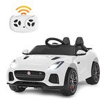 COSTWAY Electric Kids Ride On Car, 12V Licensed Jaguar F-Type SVR Battery Powered Toy Vehicle with Remote Control, Lights, MP3, Music, Gift for 3+ Years Old Boys Girls (White)