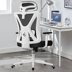 KERDOM Office Chair Ergonomic Gaming Chair Swivel Computer Desk Chair, Breathable Mesh High Back Task Chair with Adjustable Lumbar Support, 3D Armrests and Headrest White