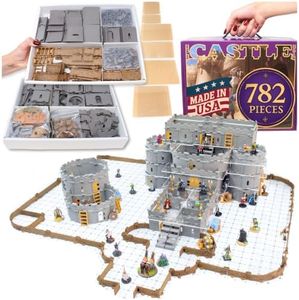 Dirt Cheap Dungeons Regent Castle Set - 782pc Modular Mega-Fortress Kit - 53ft of Linear Walls for 1" Grid TTRPG - D&D, Pathfinder, Daggerheart