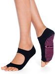 Tucketts Womens Yoga Socks Toeless Non Slip Skid Grip Low Cut Socks for Yoga Pilates Barre Studio Bikram Ballet Dance - Allegro Style (Black Swan)