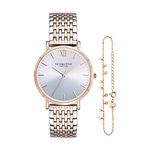 VICTORIA HYDE Ladies Watches Gold Quartz Women Watch Stainless Steel Band Waterproof Wrist Watch Set with Bracelet Set (Rose Gold)