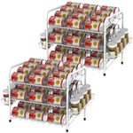 CADUKE 3 Tier Stackable Can Rack Set of 2, Kitchen Food Organizer, Can Holder Dispensers for Kitchen Cabinet, Counter-Top, Pantry, White