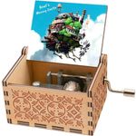 Micteney Howl's Moving Castle Music Box,Wooden Manual Crank Play tune Merry Go Round of Life,Anime gifts for kids