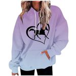 Women's Loves Horses Hoodie Sweatshirts Heart Horse Hooded Women Teen Girls Equestrian Horseback Riding Pullover Hoodies Tops